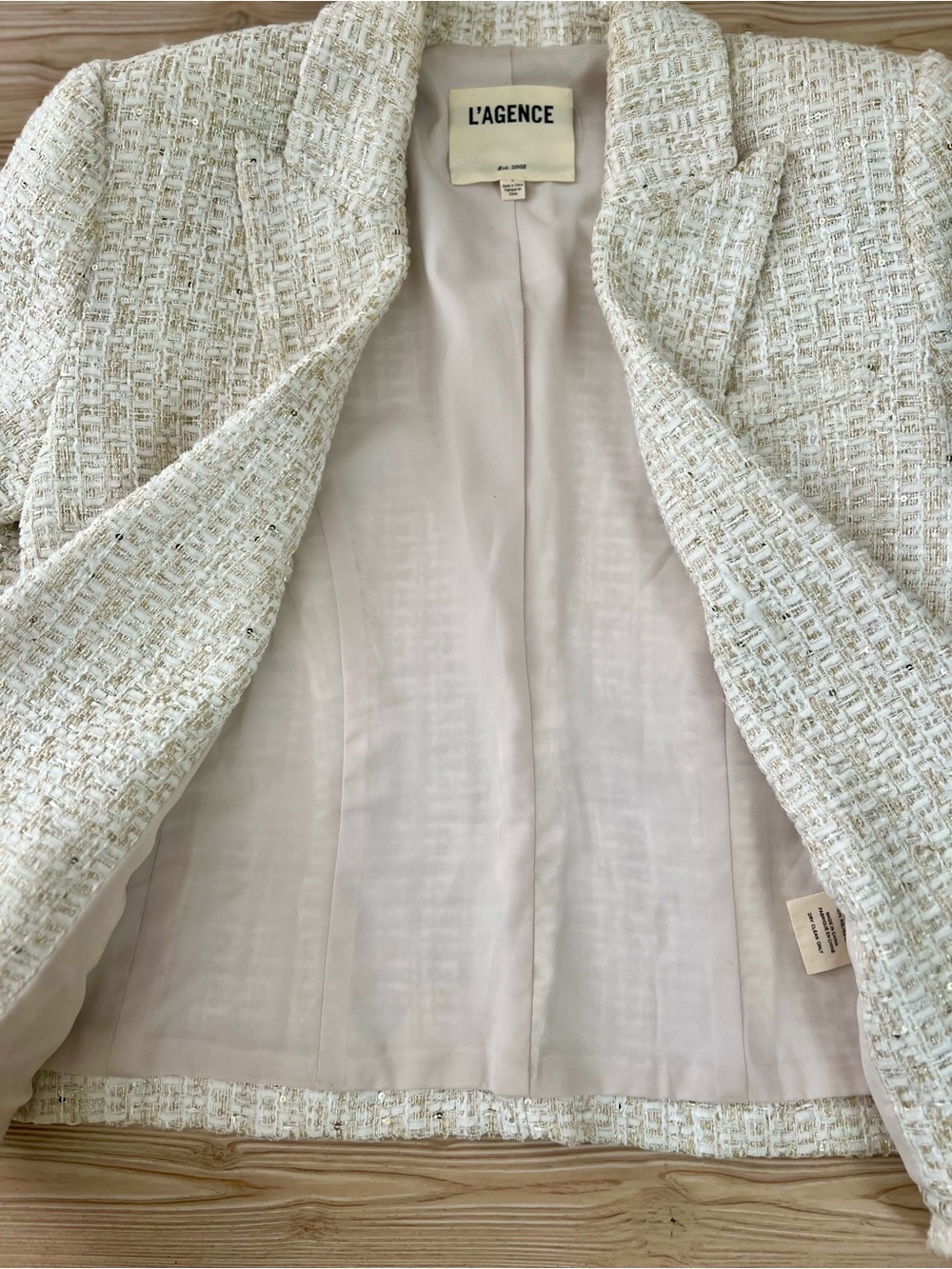 ’Agence Brooke Ivory Metallic Tweed Double Breasted Blazer 4 - Picture 5 of 9